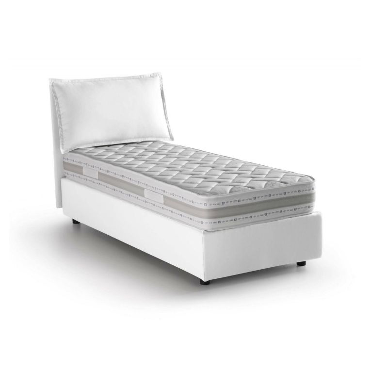 Letto una piazza contenitore bianco 95x215cm design - Ancara