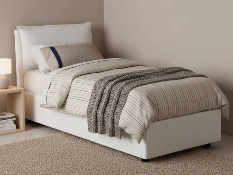 Letto una piazza contenitore bianco 95x215cm design - Ancara