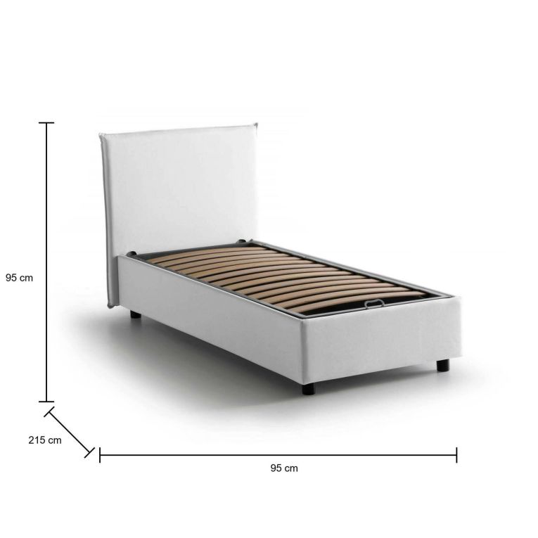Letto una piazza contenitore bianco 95x215cm moderno - Shana