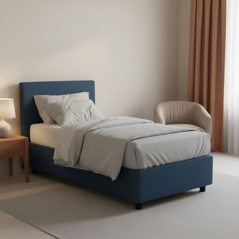 Letto una piazza contenitore blu 105x205cm materasso incluso - Arminius