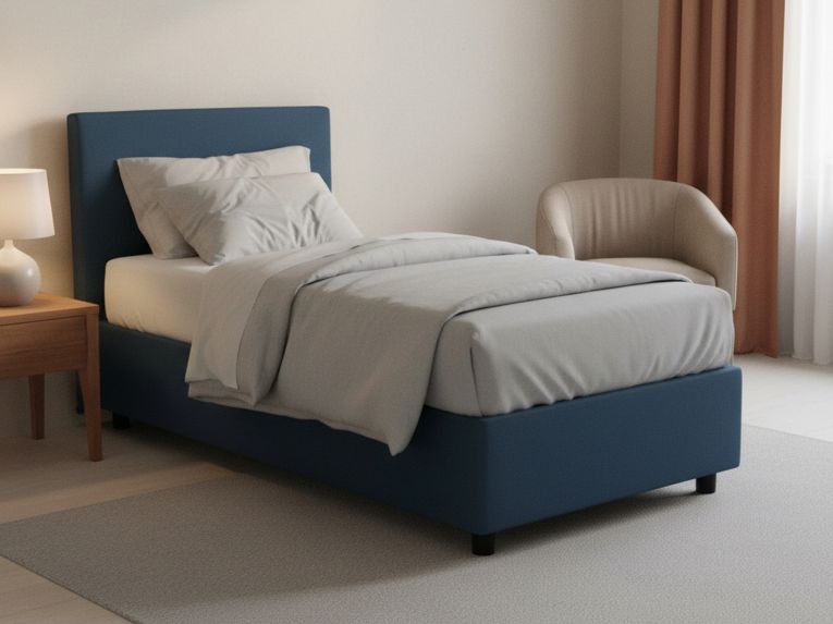 Letto una piazza contenitore blu 105x205cm materasso incluso - Arminius