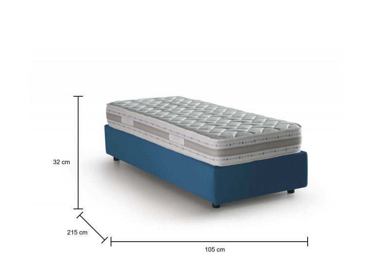 Letto una piazza contenitore blu 105x215cm rivestimento in tessuto - Aribal