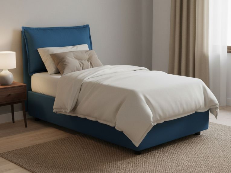 Letto una piazza contenitore blu 105x215cm sfoderabile - Arzon