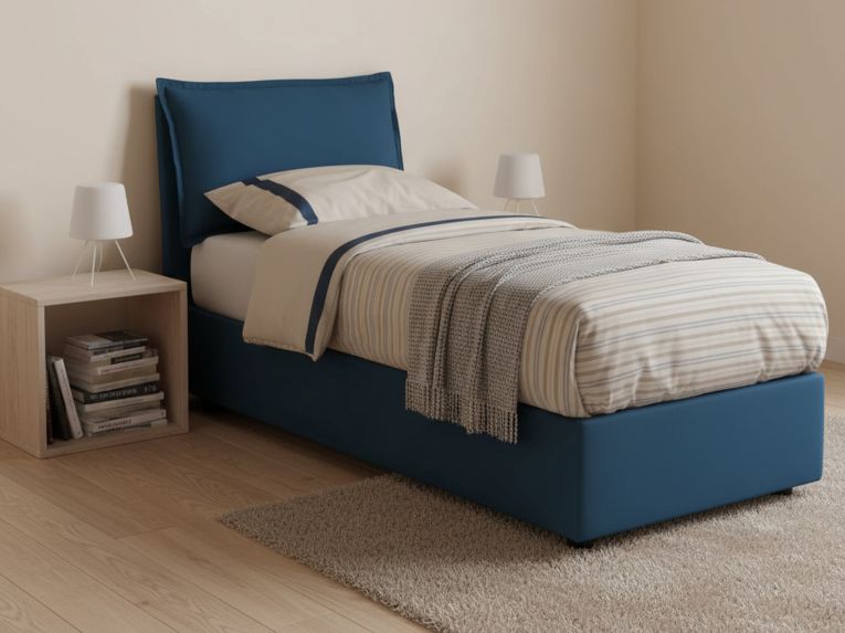 Letto una piazza contenitore blu 95x215cm moderno - Ancara