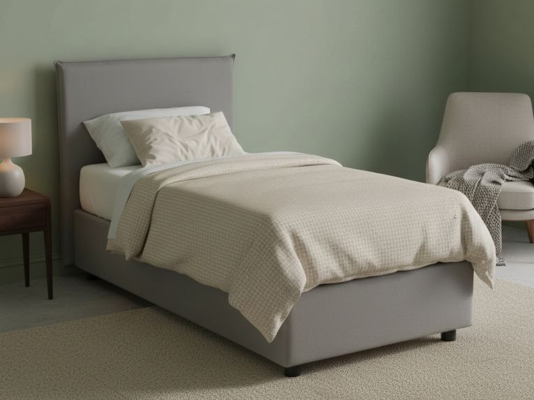 Letto una piazza contenitore grigio 105x205cm rete inclusa - Ajan