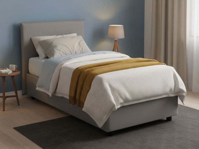Letto una piazza contenitore grigio 105x215cm materasso incluso - Alison