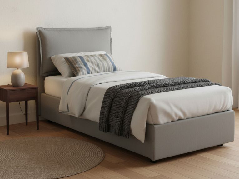 Letto una piazza contenitore grigio 95x215cm moderno - Azzurrino