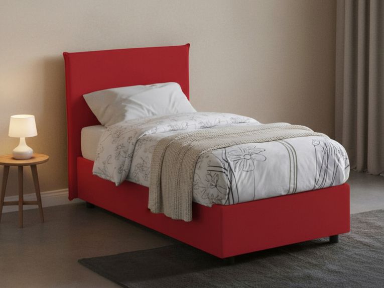 Letto una piazza contenitore rosso 105x205cm adatto per materasso 90x190 cm - Ajan