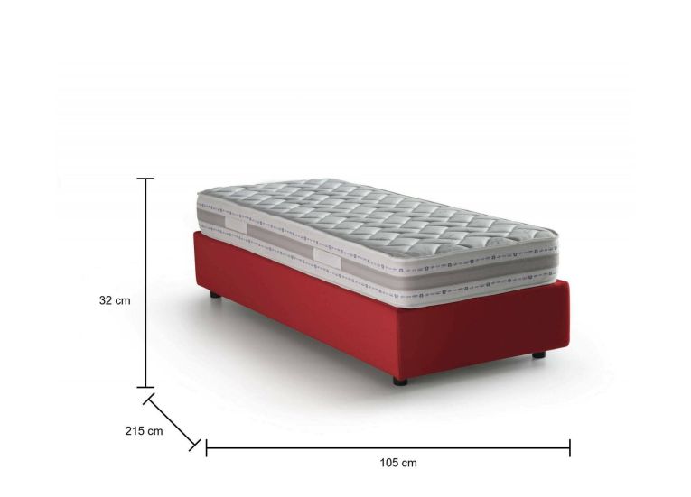 Letto una piazza contenitore rosso 105x215cm materasso incluso - Aribal