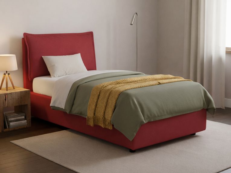 Letto una piazza contenitore rosso 95x205cm adatto per materasso 80x190 cm - Alto