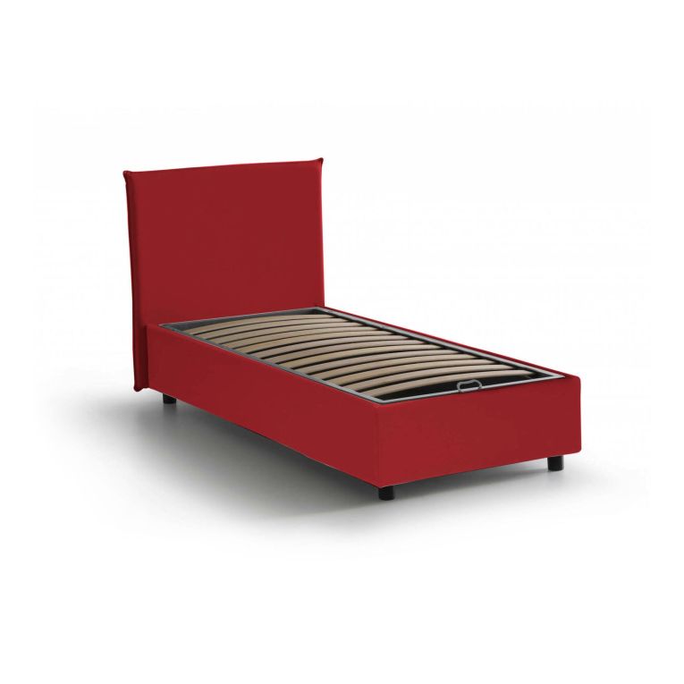 Letto una piazza contenitore rosso 95x205cm sfoderabile - Argentino