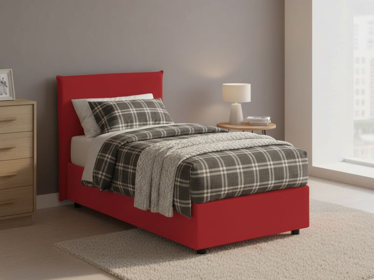 Letto una piazza contenitore rosso 95x205cm sfoderabile - Argentino