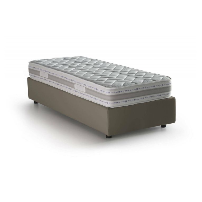 Letto una piazza contenitore tortora 105x205cm adatto per materasso 90x190 cm - Nantine