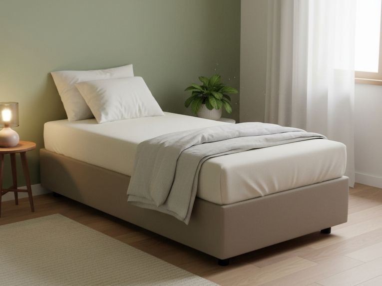 Letto una piazza contenitore tortora 105x205cm adatto per materasso 90x190 cm - Nantine