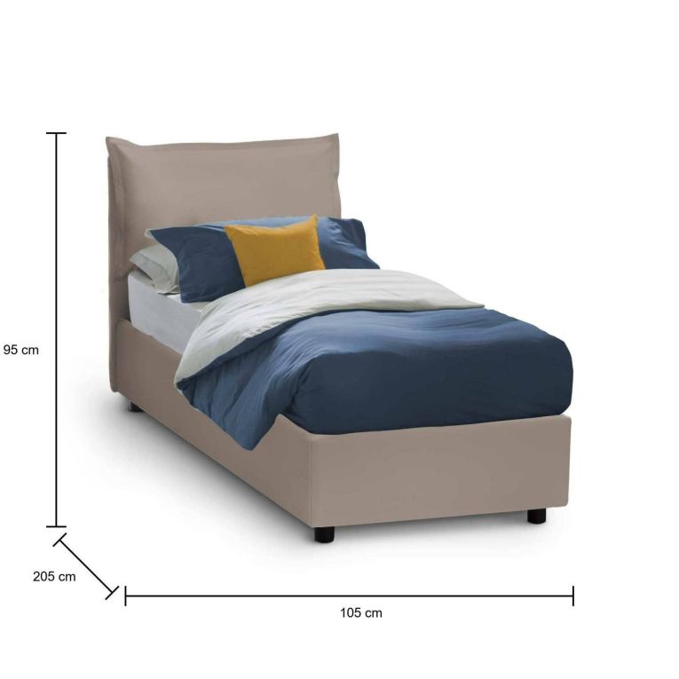 Letto una piazza contenitore tortora 105x205cm comodo - Amandola
