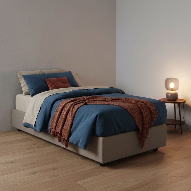 Letto una piazza contenitore tortora 105x205cm sfoderabile - Acrostico