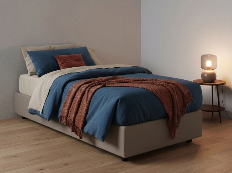 Letto una piazza contenitore tortora 105x205cm sfoderabile - Acrostico