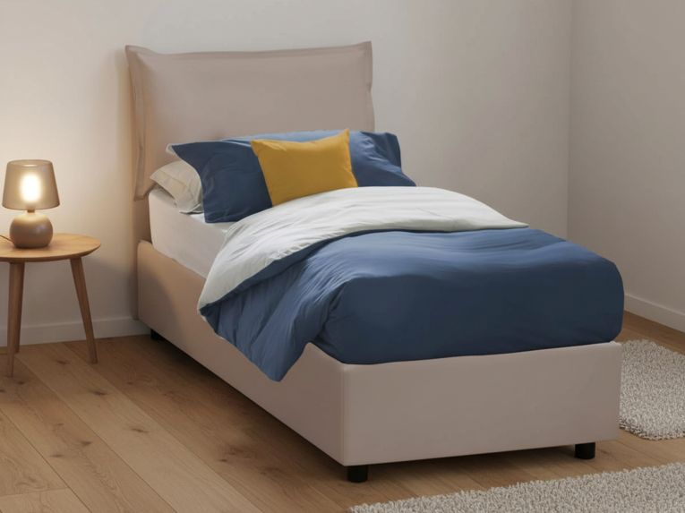 Letto una piazza contenitore tortora 105x215cm adatto per materasso 90x200 cm - Anitza
