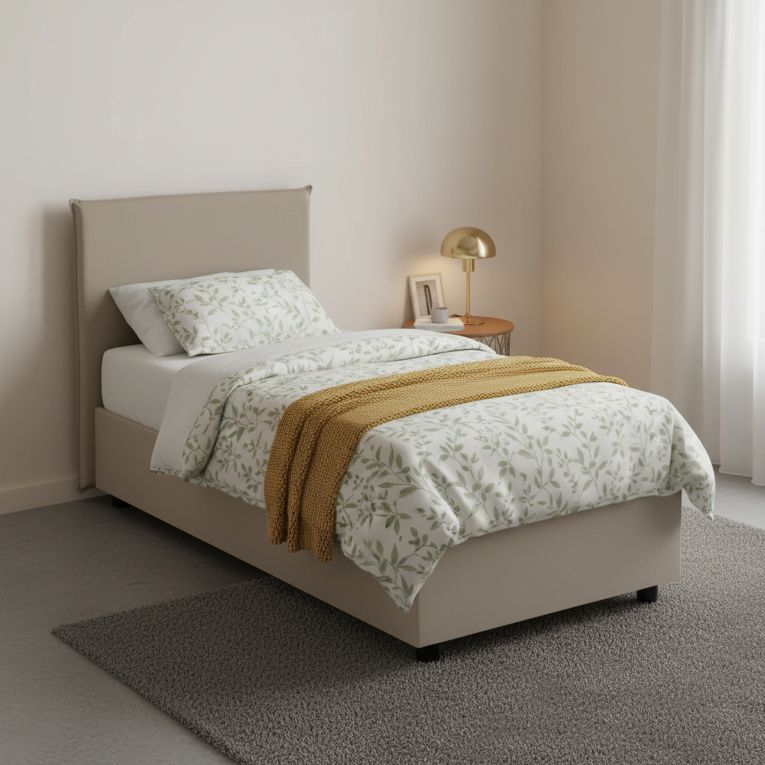 Letto una piazza contenitore tortora 95x205cm adatto per materasso 80x190 cm - Asio
