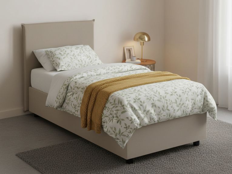 Letto una piazza contenitore tortora 95x205cm adatto per materasso 80x190 cm - Asio