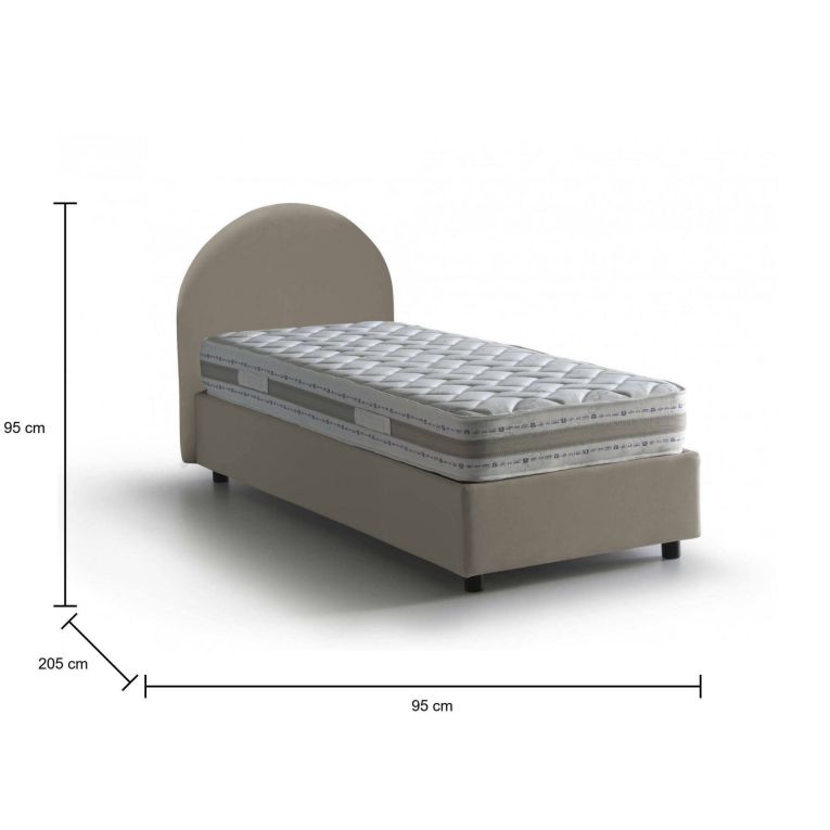 Letto una piazza contenitore tortora 95x205cm comfort - Parco