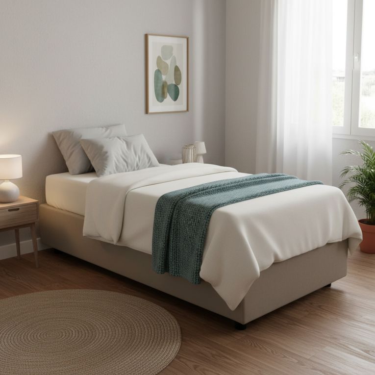 Letto una piazza contenitore tortora 95x205cm design - Andry
