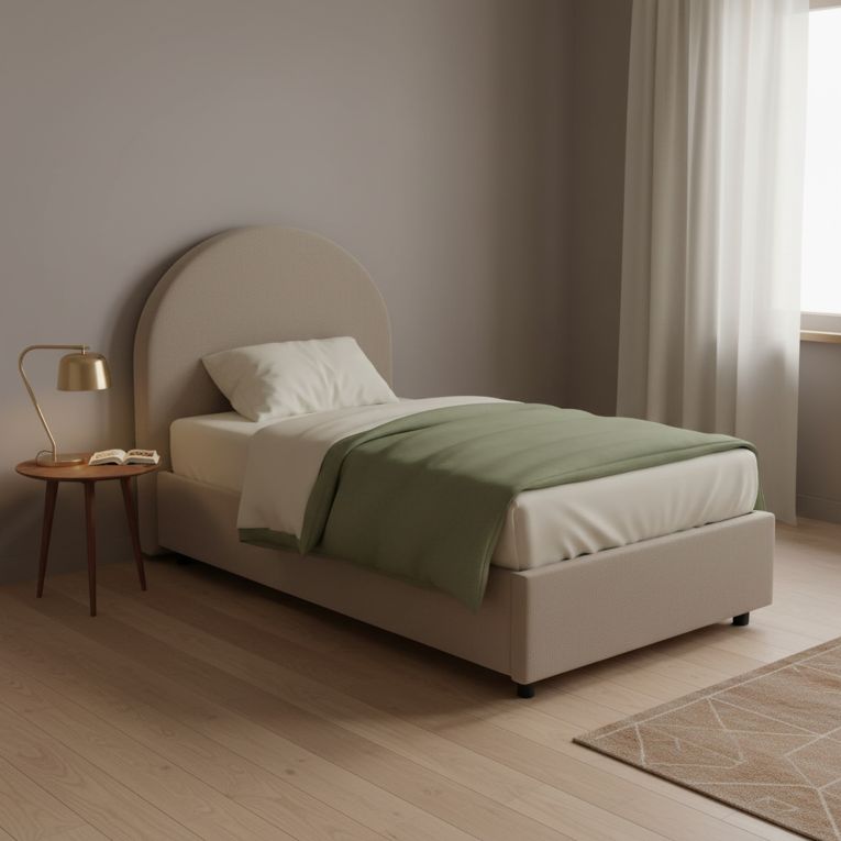 Letto una piazza contenitore tortora 95x205cm moderno - Fedra
