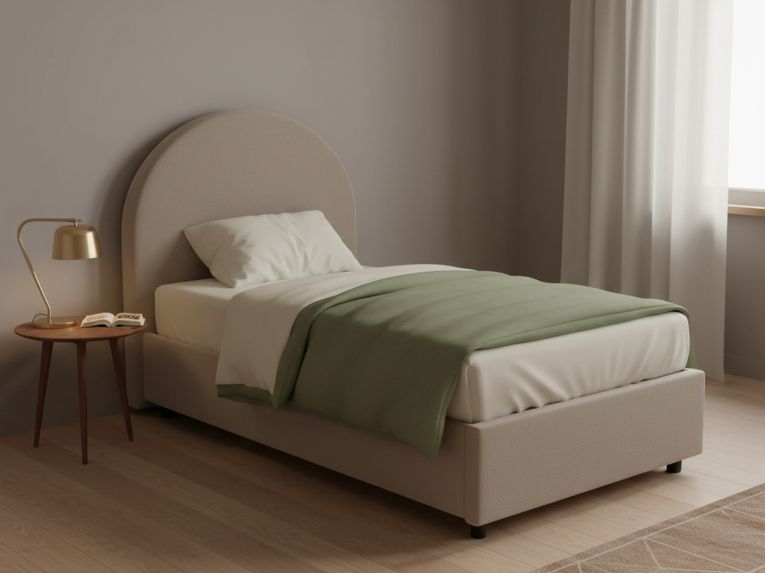 Letto una piazza contenitore tortora 95x205cm moderno - Fedra