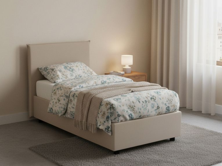 Letto una piazza contenitore tortora 95x205cm sfoderabile - Tashkent