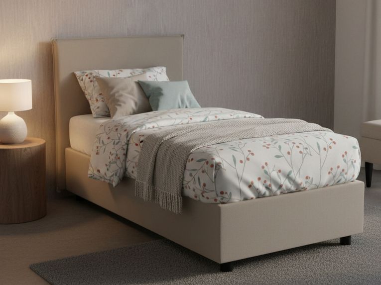 Letto una piazza contenitore tortora 95x215cm adatto per materasso 80x200 cm - Atelmo