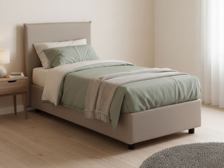 Letto una piazza contenitore tortora 95x215cm comodo - Shana