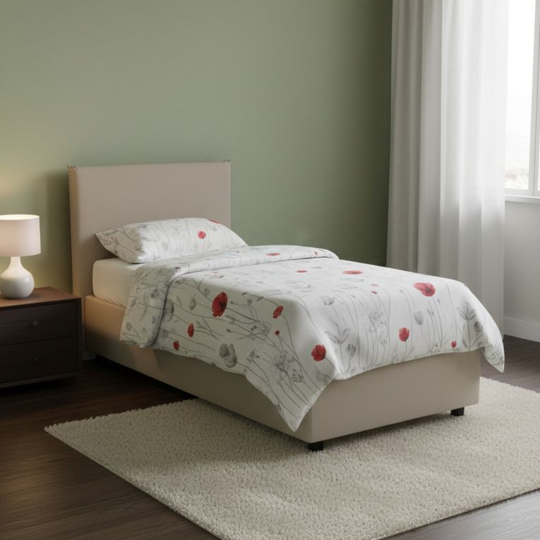 Letto una piazza contenitore tortora 95x215cm design - Domnitor