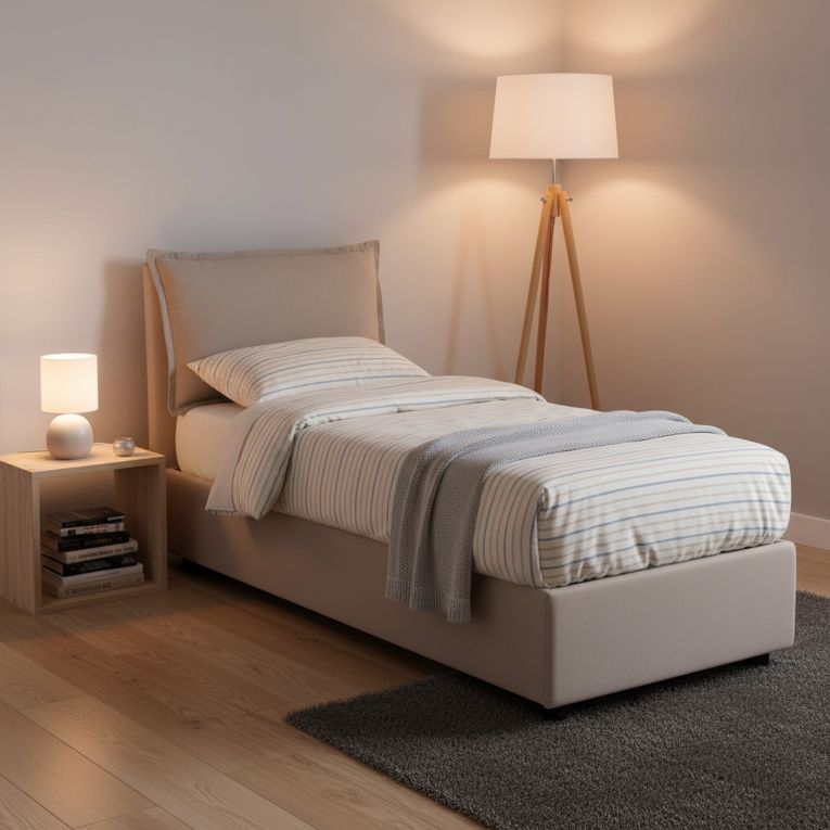 Letto una piazza contenitore tortora 95x215cm elegante - Ancara
