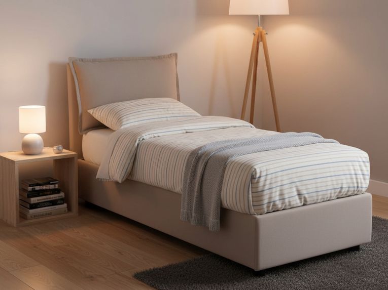 Letto una piazza contenitore tortora 95x215cm elegante - Ancara