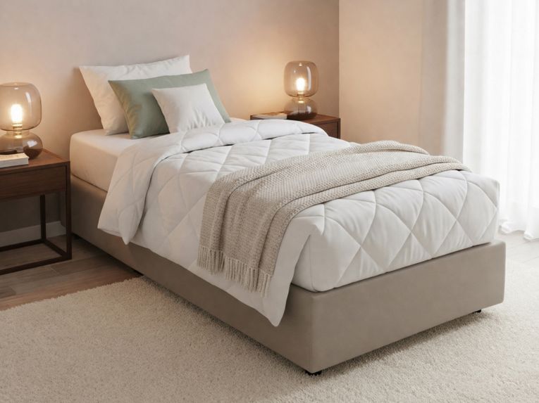 Letto una piazza contenitore tortora 95x215cm moderno - Ava