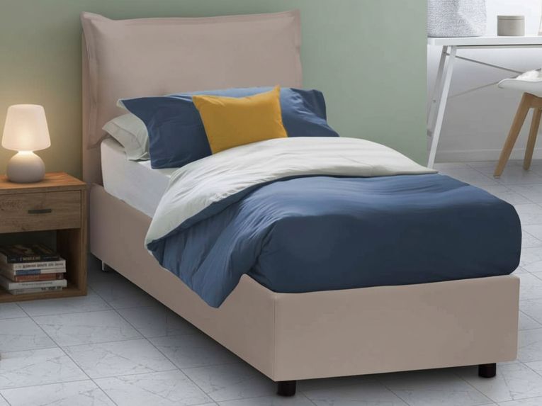 Letto una piazza contenitore tortora 95x215cm sfoderabile - Delhi