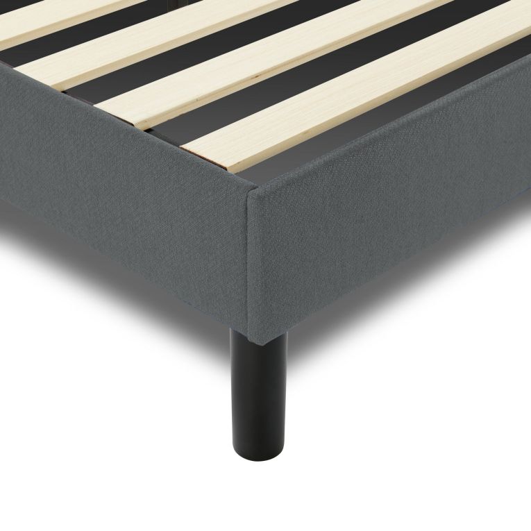 Letto una Piazza e Mezza 120x190 cm Imbottito Moderno Grigio con Rete a Doghe e Vano Testiera Salvaspazio 129x204x100h – Hemera