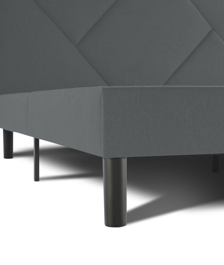 Letto una Piazza e Mezza 120x190 cm Imbottito Moderno Grigio con Rete a Doghe e Vano Testiera Salvaspazio 129x204x100h – Hemera