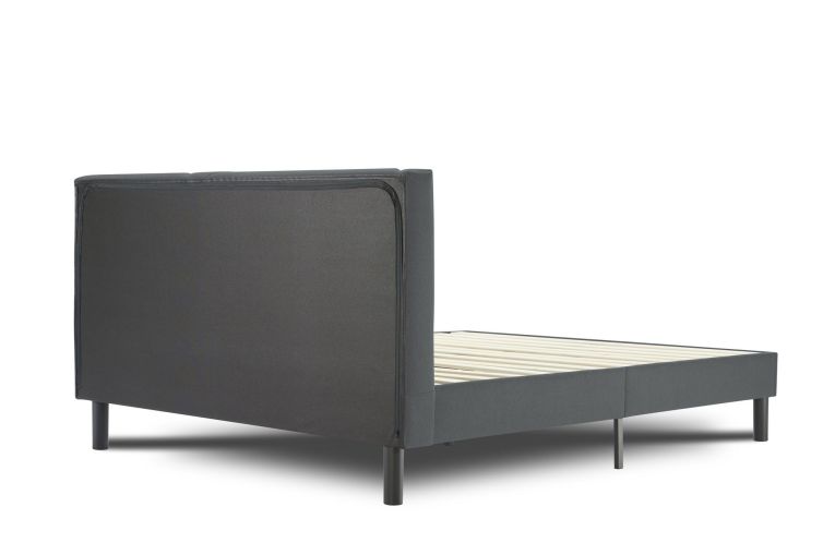 Letto una Piazza e Mezza 120x190 cm Imbottito Moderno Grigio con Rete a Doghe e Vano Testiera Salvaspazio 129x204x100h – Hemera