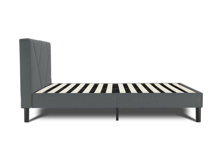 Letto una Piazza e Mezza 120x190 cm Imbottito Moderno Grigio con Rete a Doghe e Vano Testiera Salvaspazio 129x204x100h – Hemera