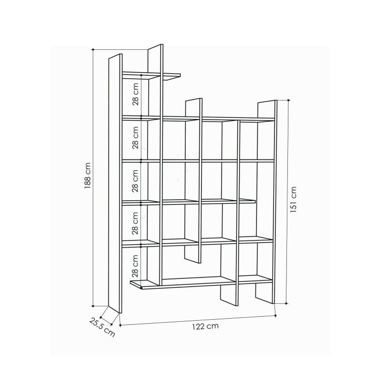 Libreria 18 ripiani antracite 122x188h cm - Achela