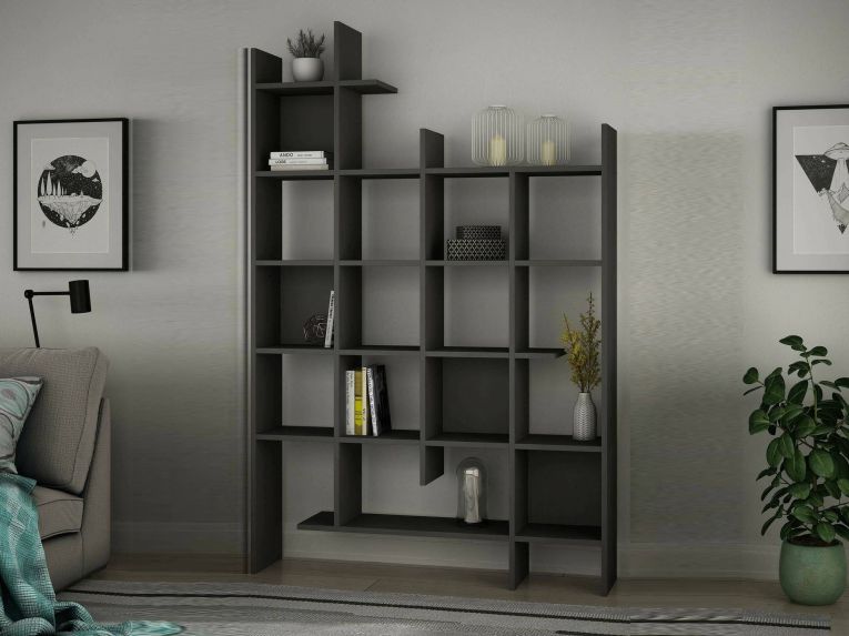 Libreria 18 ripiani antracite 122x188h cm - Achela