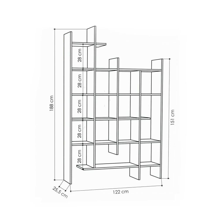 Libreria 18 ripiani quercia 122x188h cm - Achela