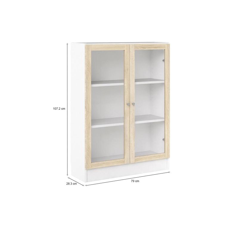 Libreria 2 ante bianca e quercia 79x107h cm - Amphan