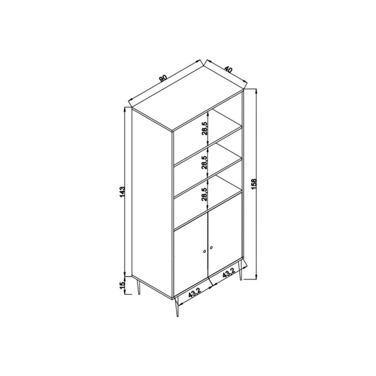 Libreria 2 ante quercia 90x110h cm - Suva