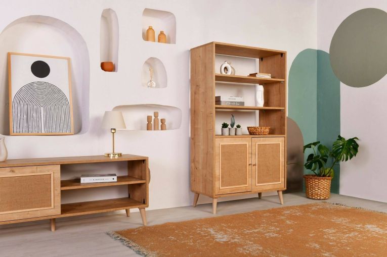 Libreria 2 ante quercia 90x110h cm - Suva