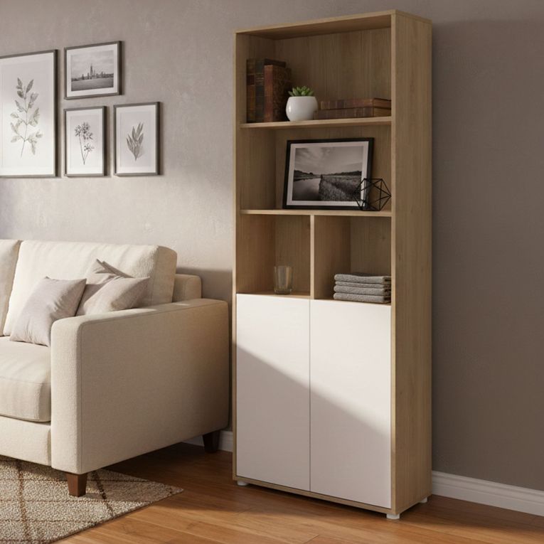 Libreria 2 ante rovere e bianca 79x204h cm - Arancio