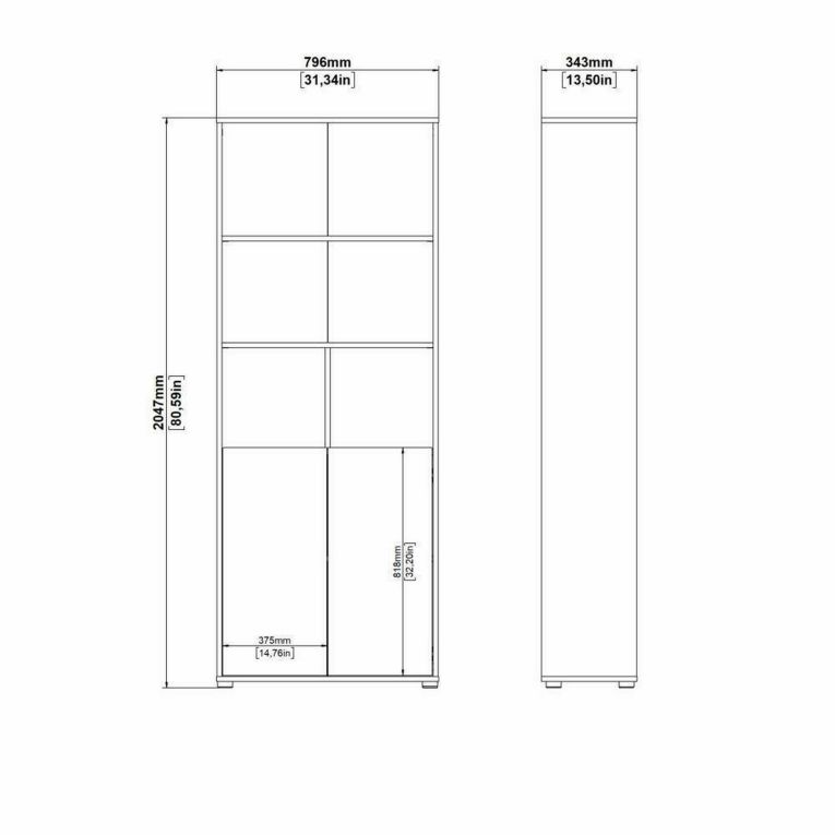 Libreria 2 ante rovere e bianca 79x204h cm - Arancio