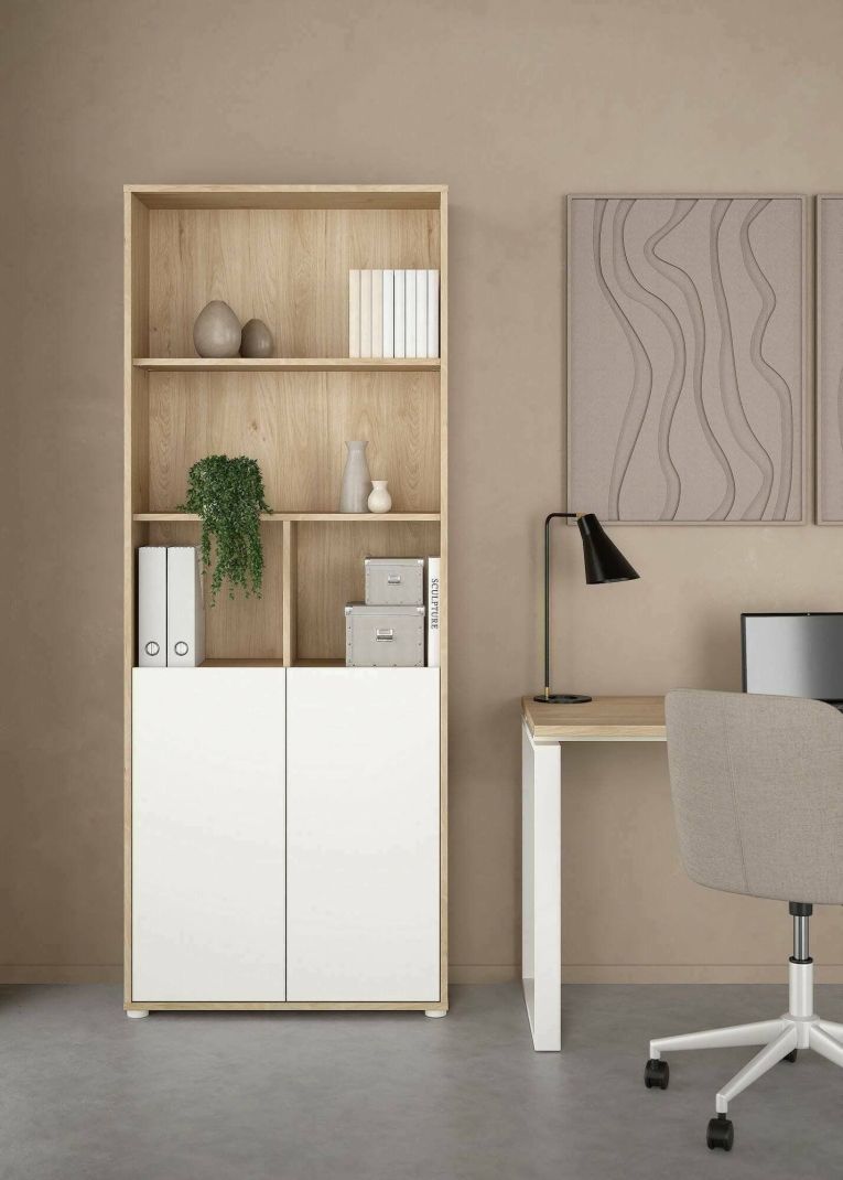 Libreria 2 ante rovere e bianca 79x204h cm - Arancio