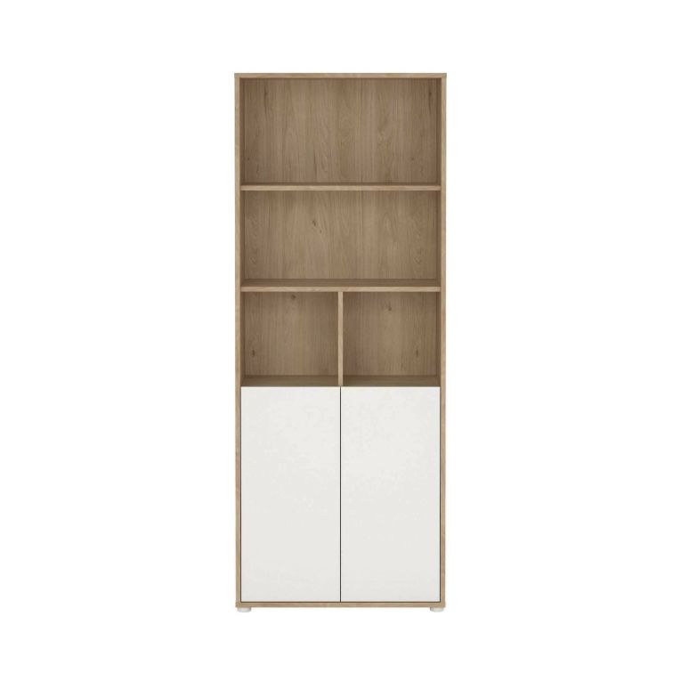 Libreria 2 ante rovere e bianca 79x204h cm - Arancio